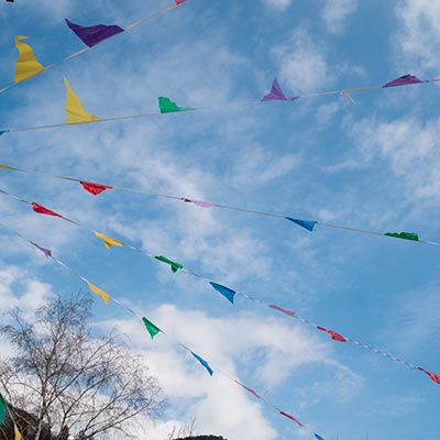 Colourful carnival flags in Trentino
